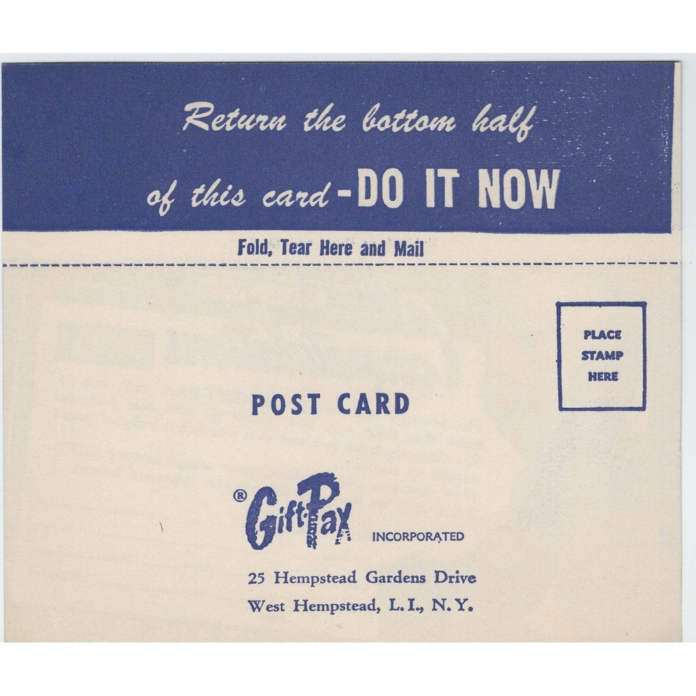 Vintage Gift-Pax Postcard Hospital Baby Promotion Blue White Ephemera VG+ - Picture 2 of 2